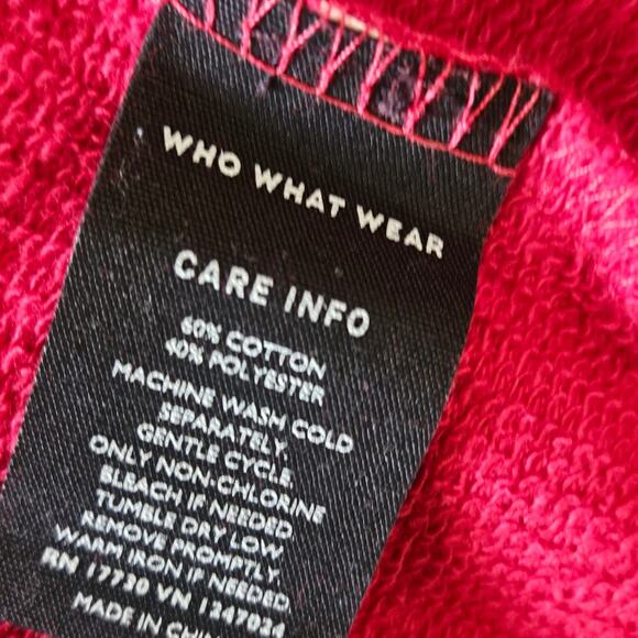 Red Ruffle Neckline Cotton Blend Sweatshirt Size XL - Picture 4 of 4